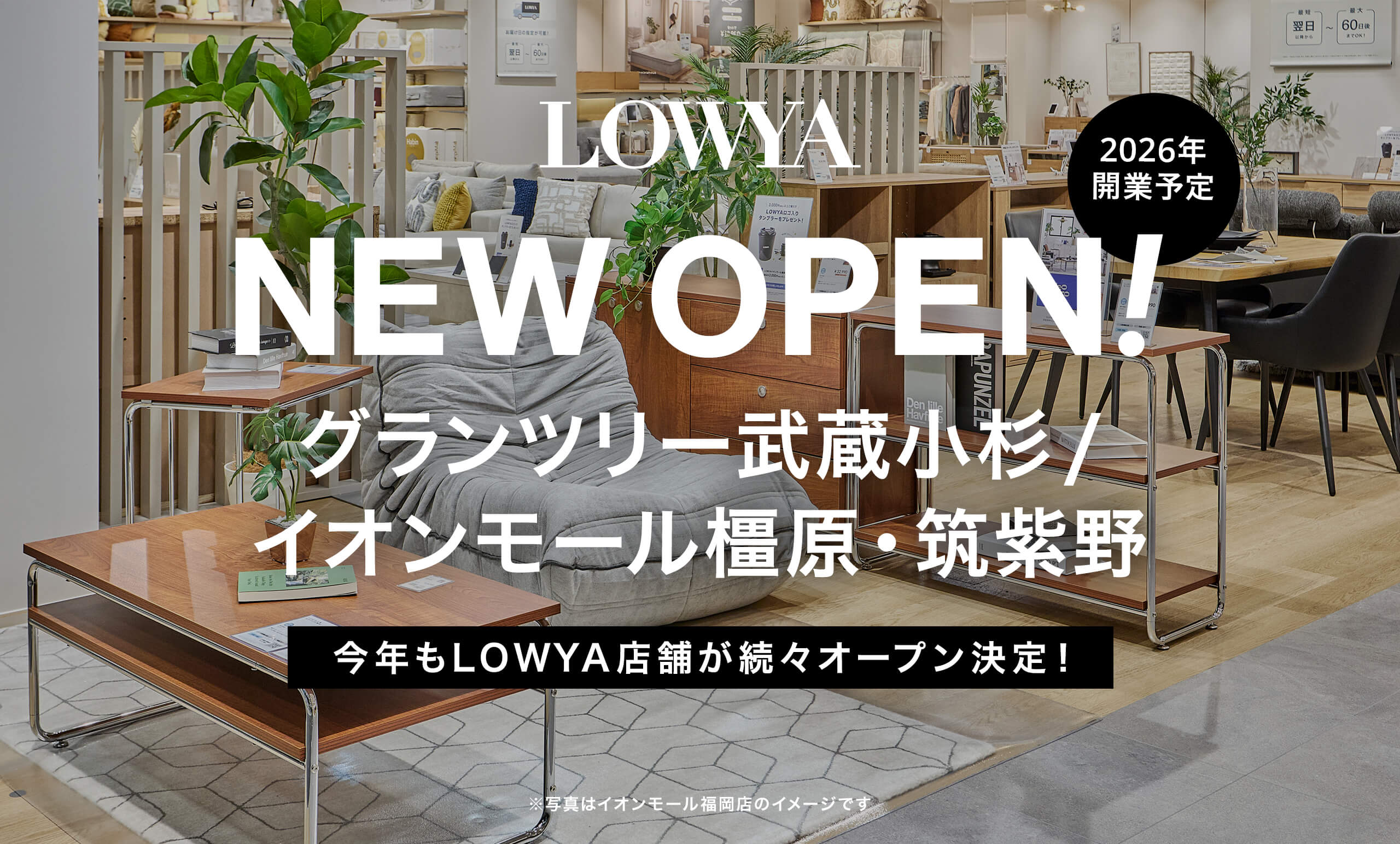 2026年春・夏にグランツリー武蔵小杉、イオンモール橿原・筑紫野にLOWYAの実店舗の開業が決定!